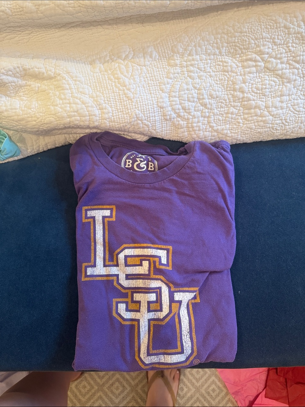 Dry Goods Purple LSU Logo Short Sleeve Tee